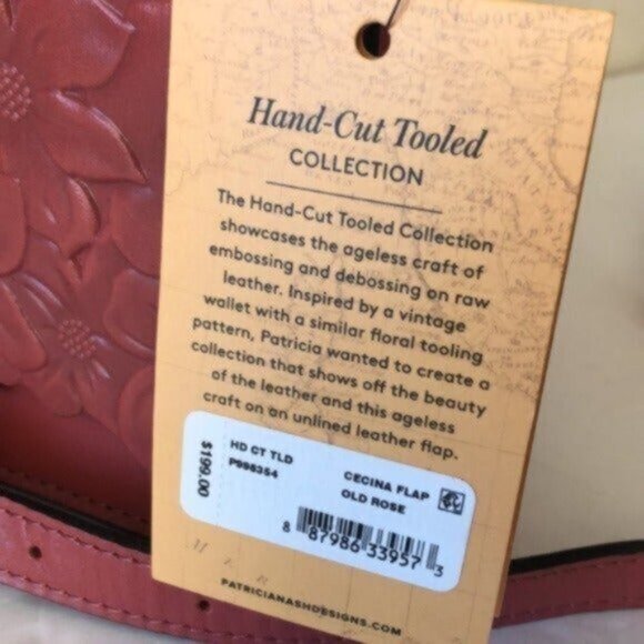 Patricia Nash Cecina Flap Old Rose Leather Tooled Crossbody Pink - Picture 9 of 12